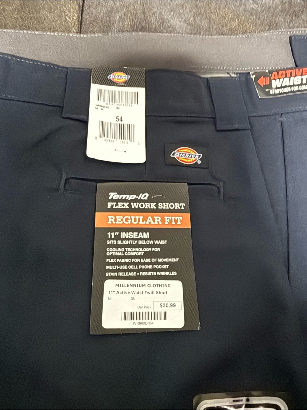 Dickies Navy Temp-IQ Flex Work Shorts — Regular Fit